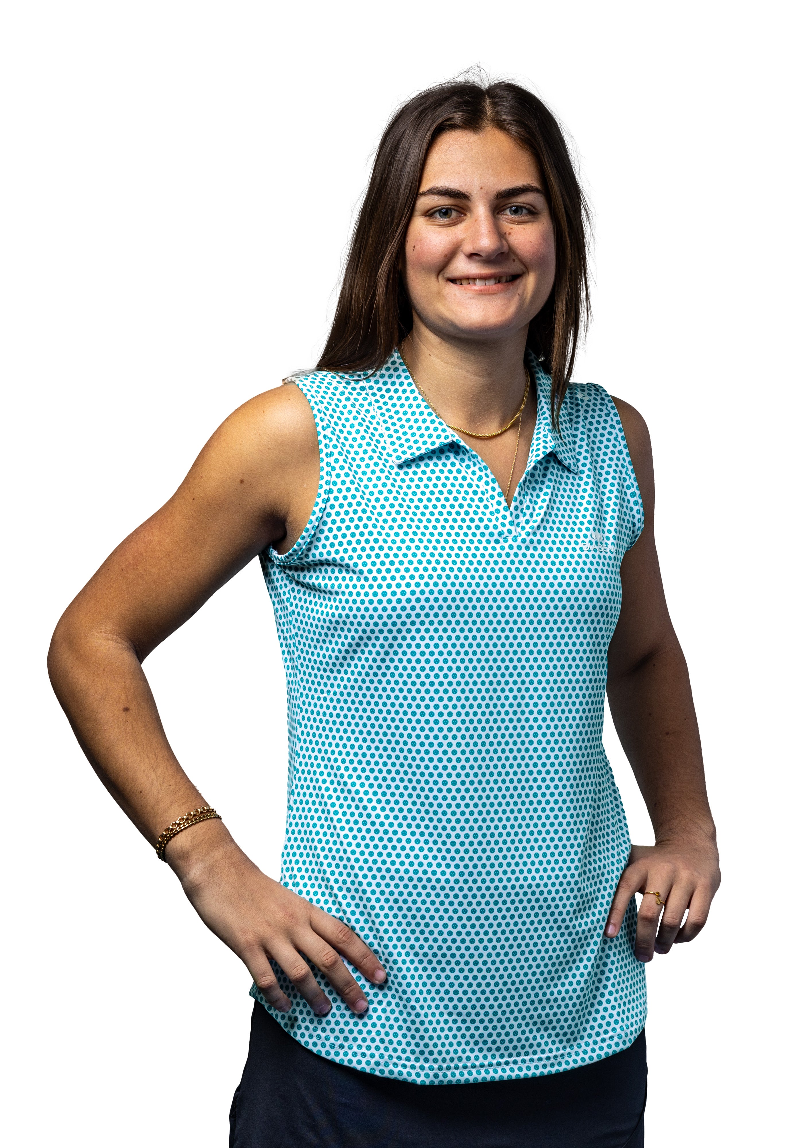 Women's Scales Pickleball Sleeveless Polo White with Teal - Diadem Sports